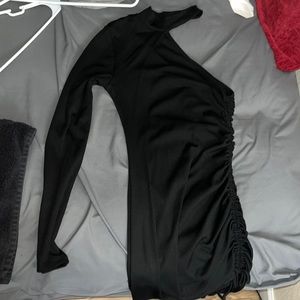 Black one sleeve mini dress